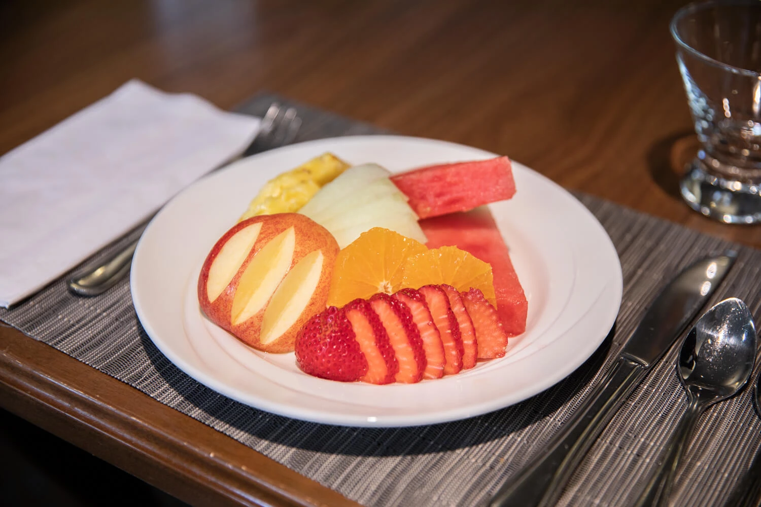 Plate of nicely cut fruit salad